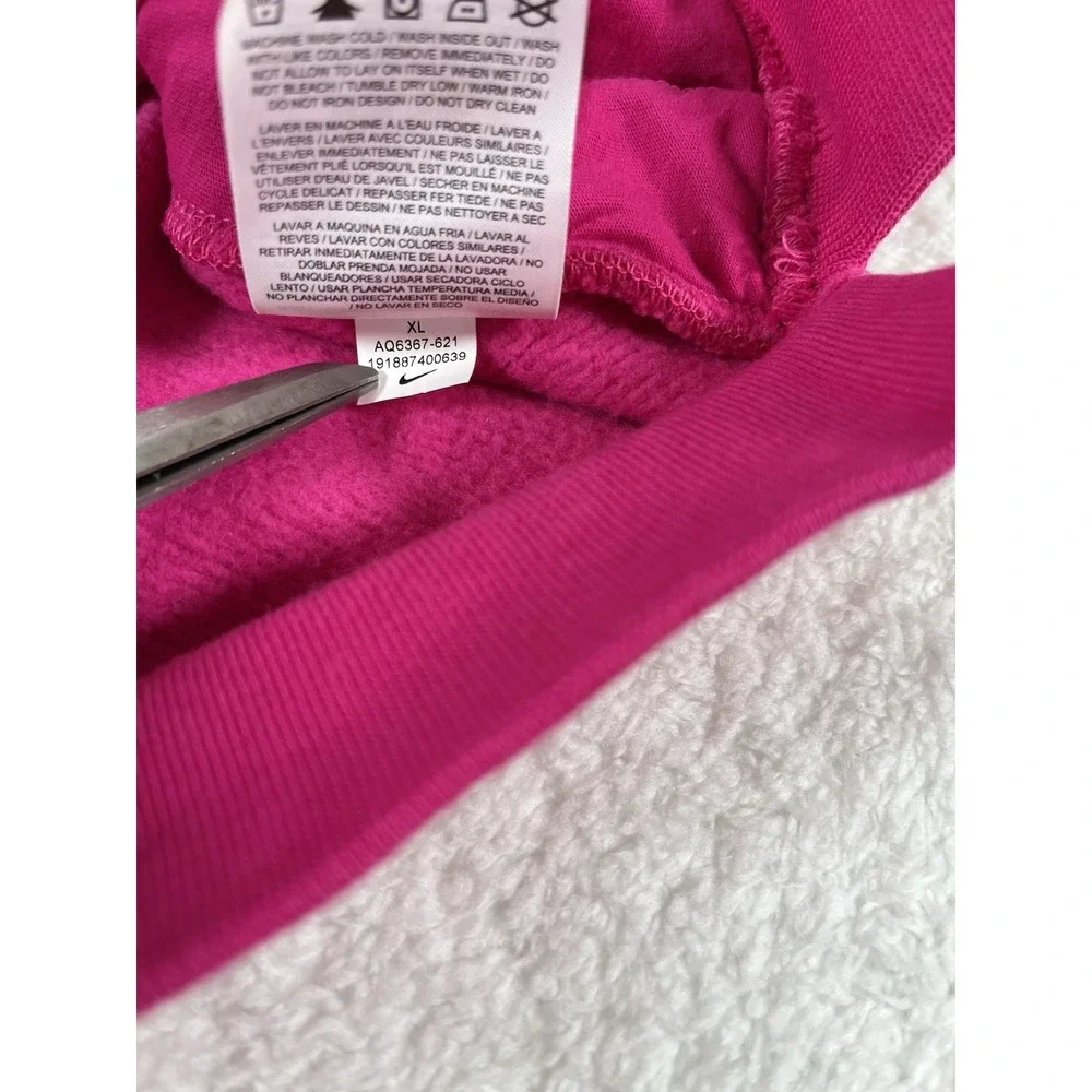 Nike AQ6367-621 Girl's Size XL Crew‎ Neck Fleece Quilted Sweatshirt Pockets Pink